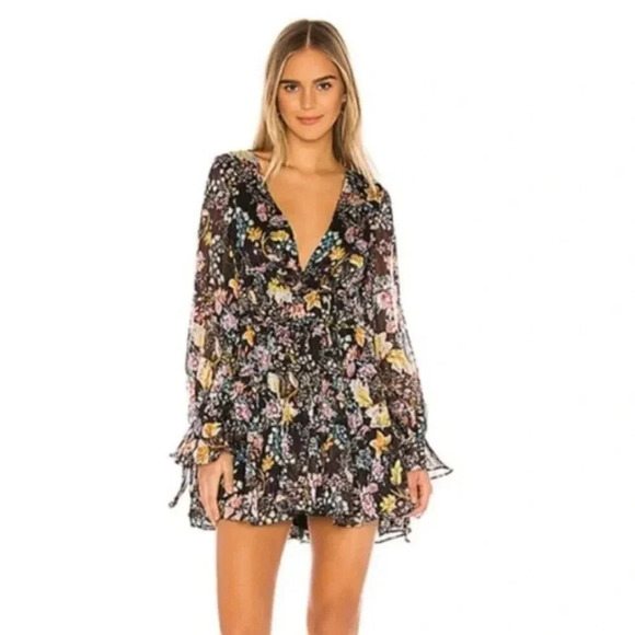 Free People Closer To The Heart Floral Tiered Puff  Sleeve Dress Size Medium - Picture 5 of 13